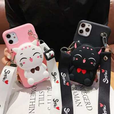3D Cartoon Cat Wallet Phone Case