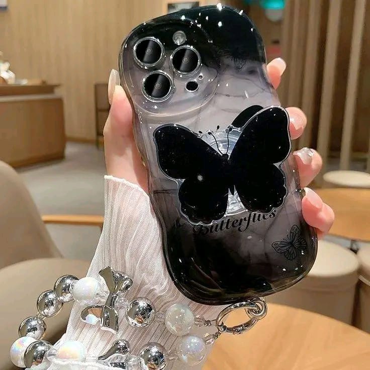 3D Black Butterfly Case With Holder
