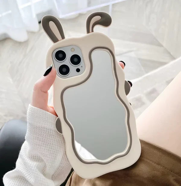 3D Silicone Rabbit Ear Mirror Case